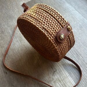 Brown Woven Crossbody Bag